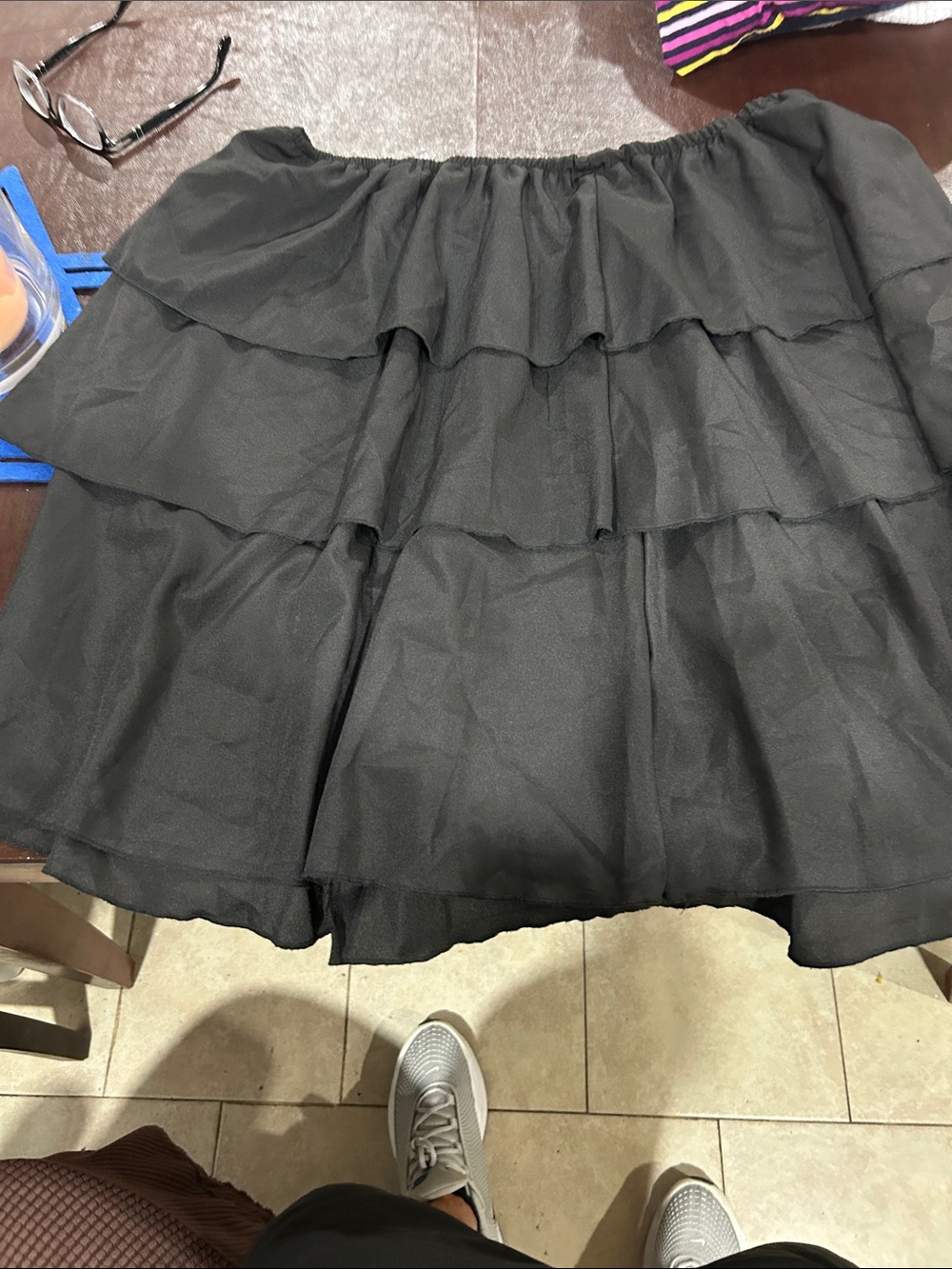 Women’s Black Tiered Circle Skirt with Ruffle Layers